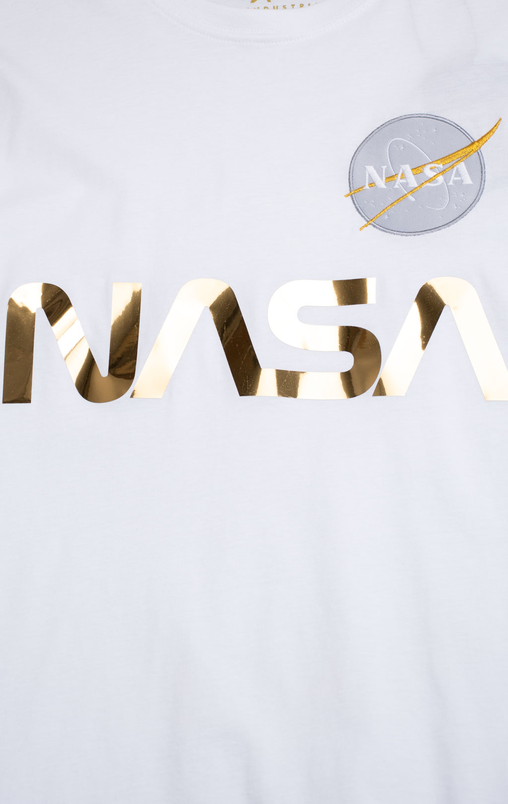 Футболка ALPHA INDUSTRIES NASA Reflective white/gold 