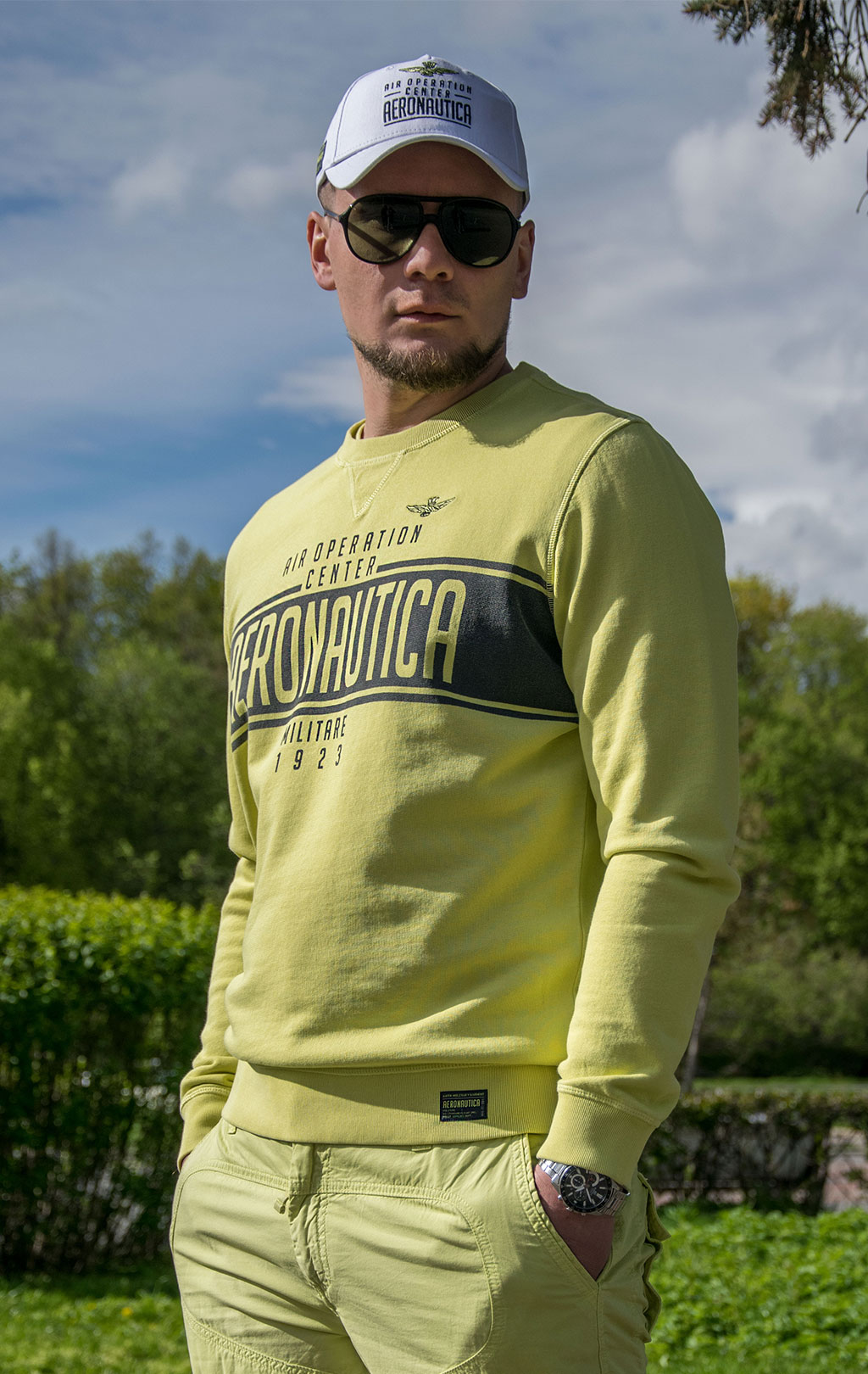 Свитшот AERONAUTICA MILITARE SS 22/IN sunny lime (FE 1658) 