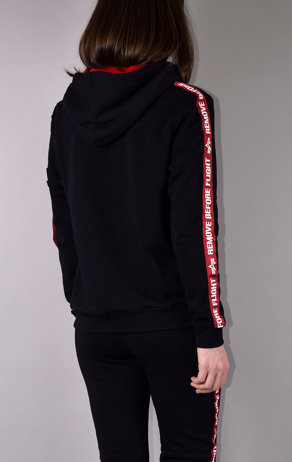 Женская толстовка ALPHA INDUSTRIES RBF TAPE HOODY black 