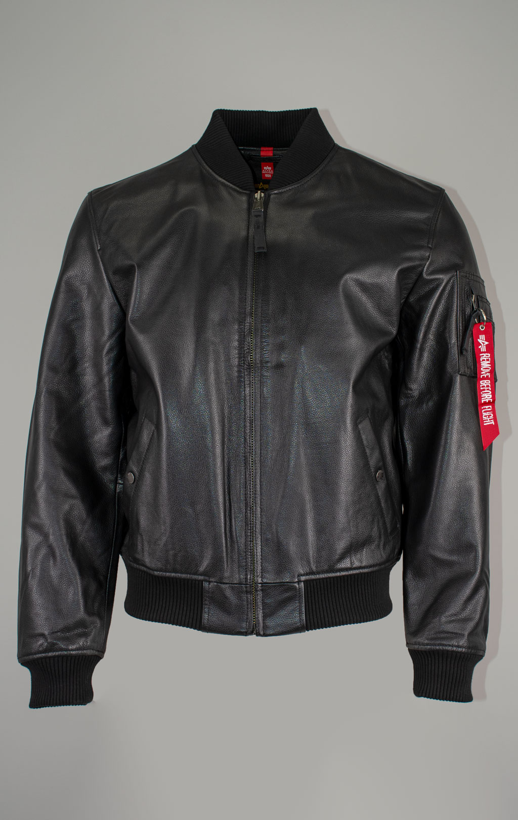 Куртка-бомбер лётная ALPHA INDUSTRIES LEATHER LF MA-1 кожа black 