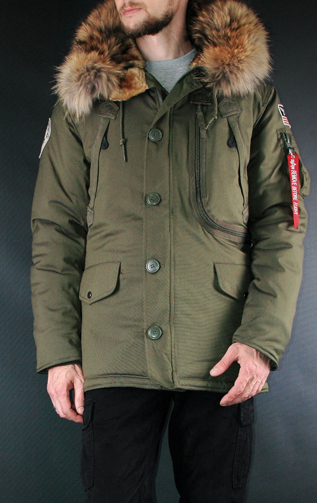 Аляска ALPHA INDUSTRIES POLAR big size натур. мех dark green 