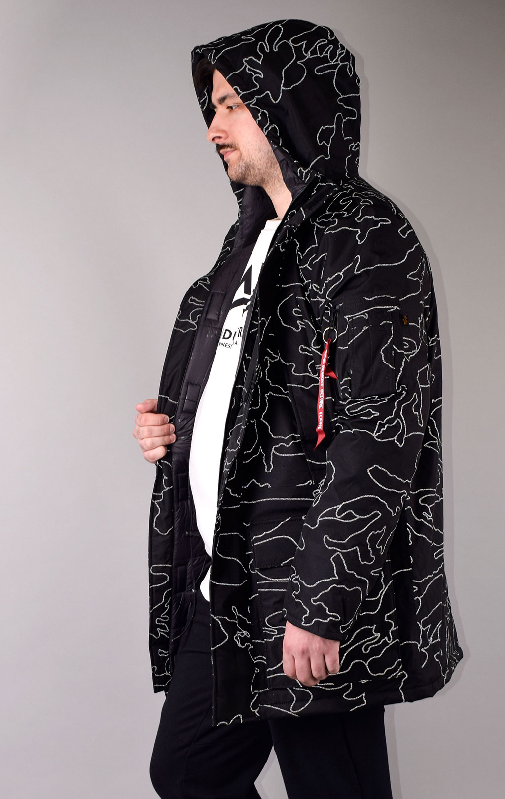 Аляска ALPHA INDUSTRIES PRIMALOFT PARKA N-3B reflective black camo 