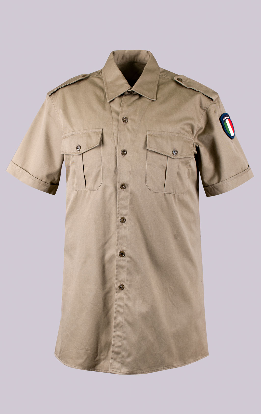 Рубашка армейская хлопок короткий рукав khaki б/у Италия