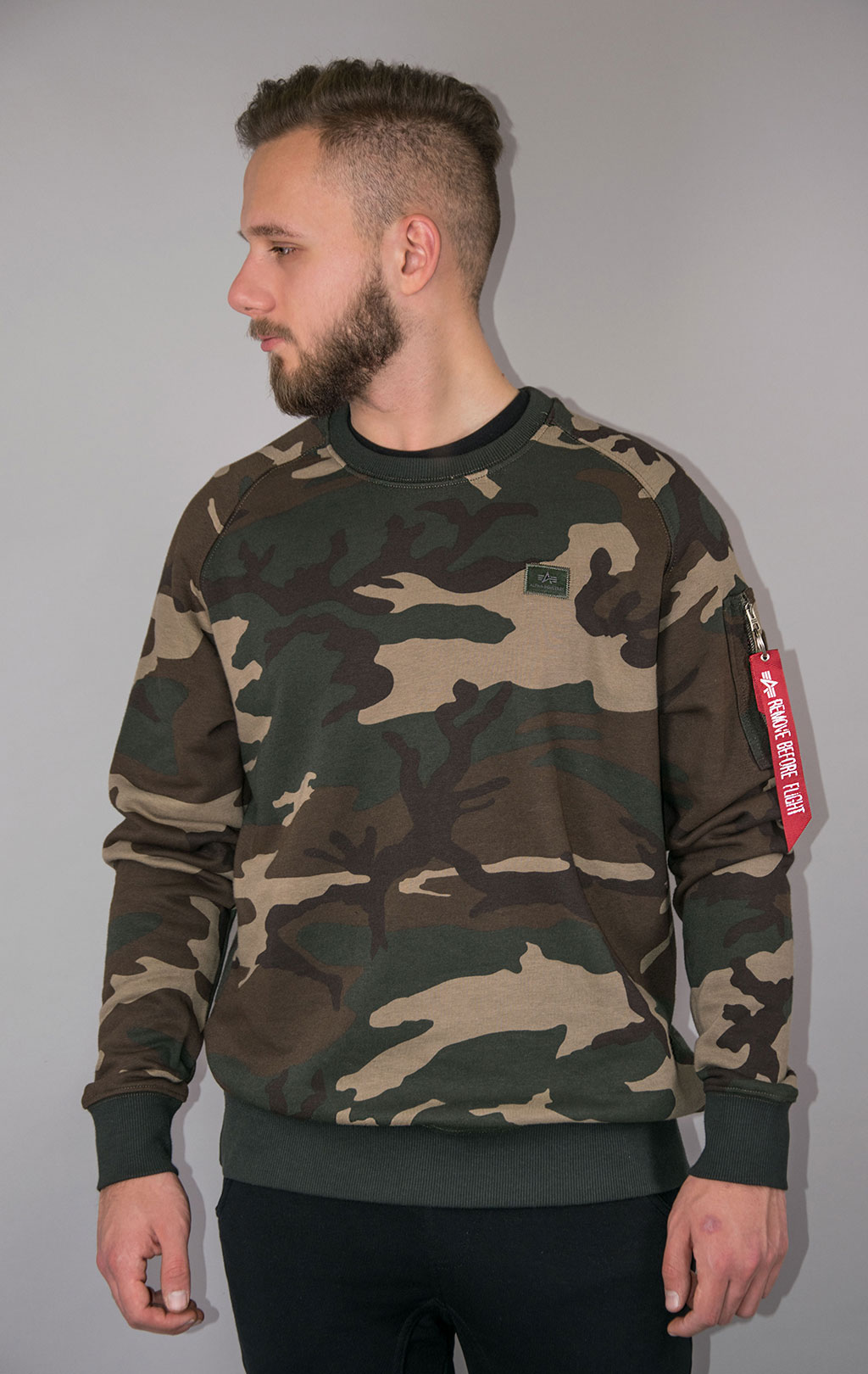 Свитшот ALPHA INDUSTRIES X-FIT SWEAT camo woodland 65 