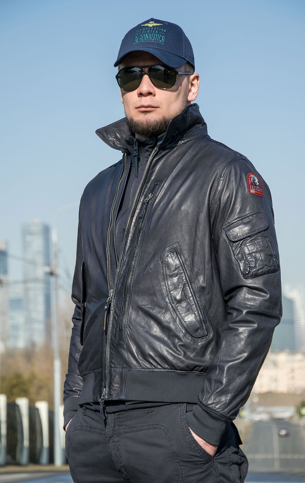 Ветровка PARAJUMPERS BRIGADIER LEATHER кожа SS 22 navy 