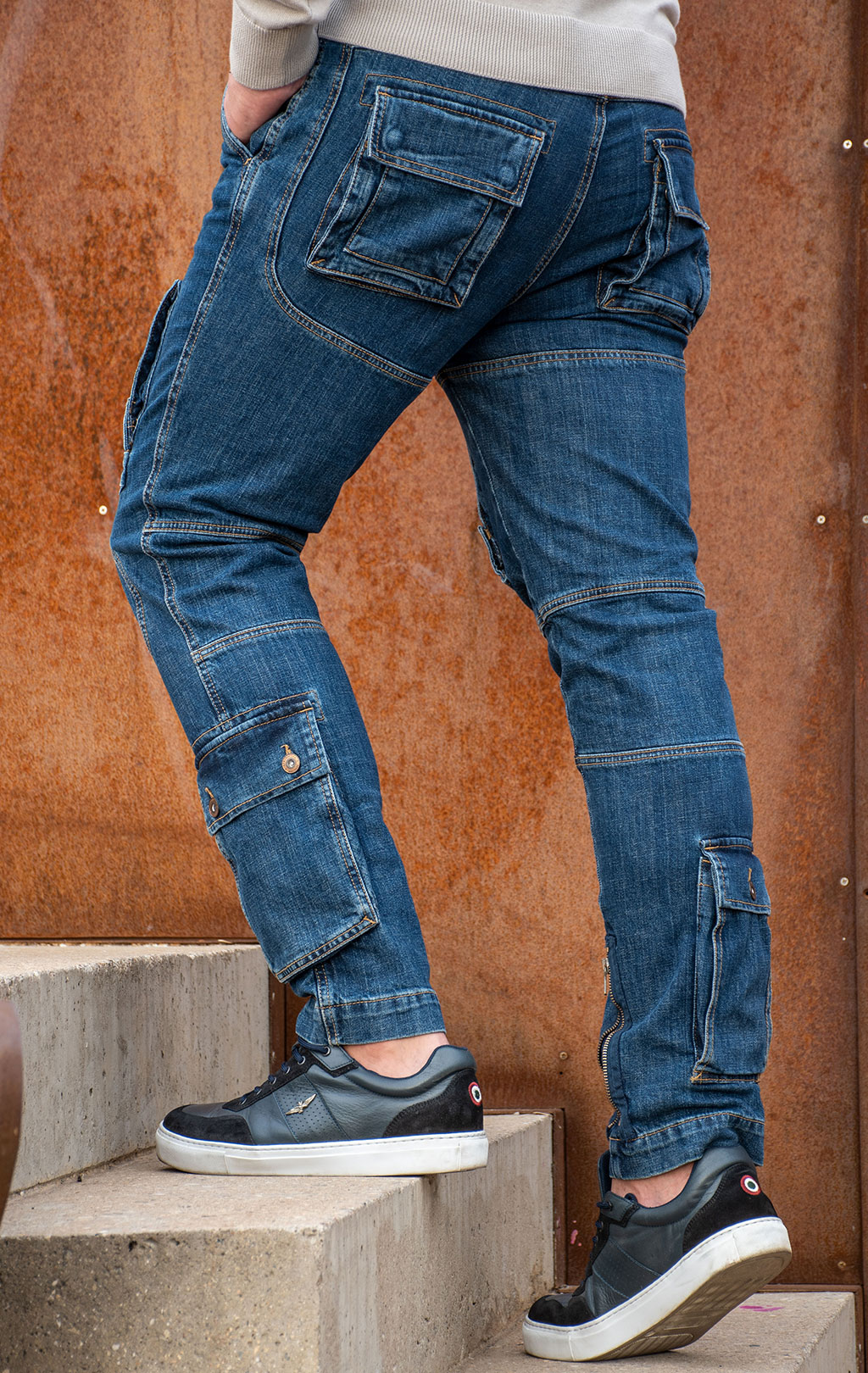 Джинсы-карго AERONAUTICA MILITARE ANTI-G плотные FW 24/25/AL medium blue wash (PA 939) 
