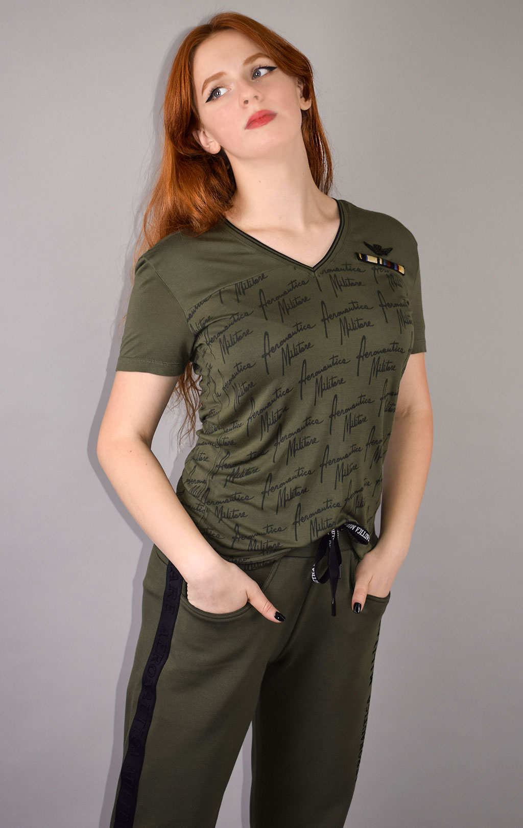 Женская футболка AERONAUTICA MILITARE FW 20/21/PT verde militare (TS 1795) 