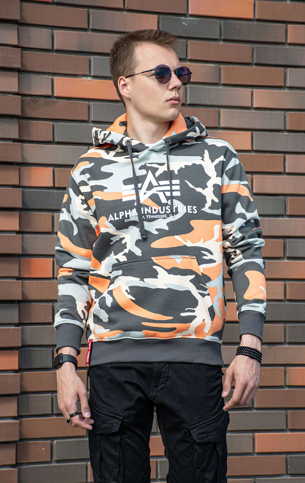Толстовка ALPHA INDUSTRIES BASIC HOODY orange grey camo 