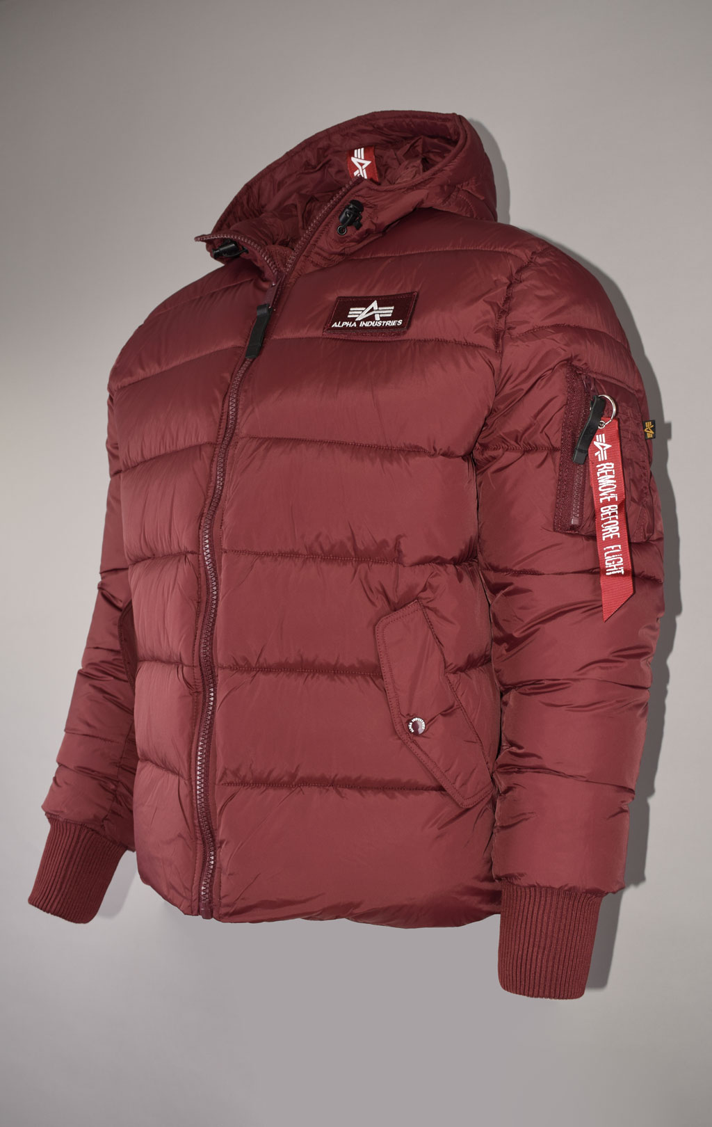 Куртка ALPHA INDUSTRIES HOODED PUFFER ALPHA FD burgundy 