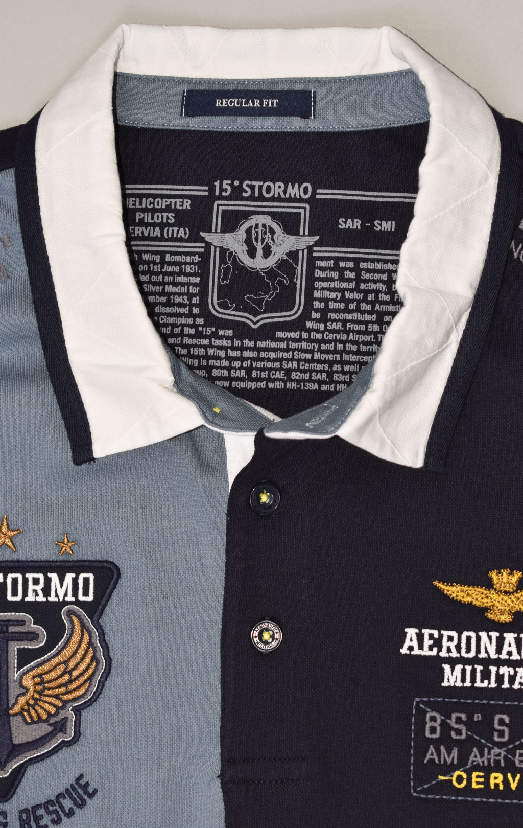 Футболка-поло AERONAUTICA MILITARE SS 23/TR avio/blue navy/giallo/off white (PO 1688) 