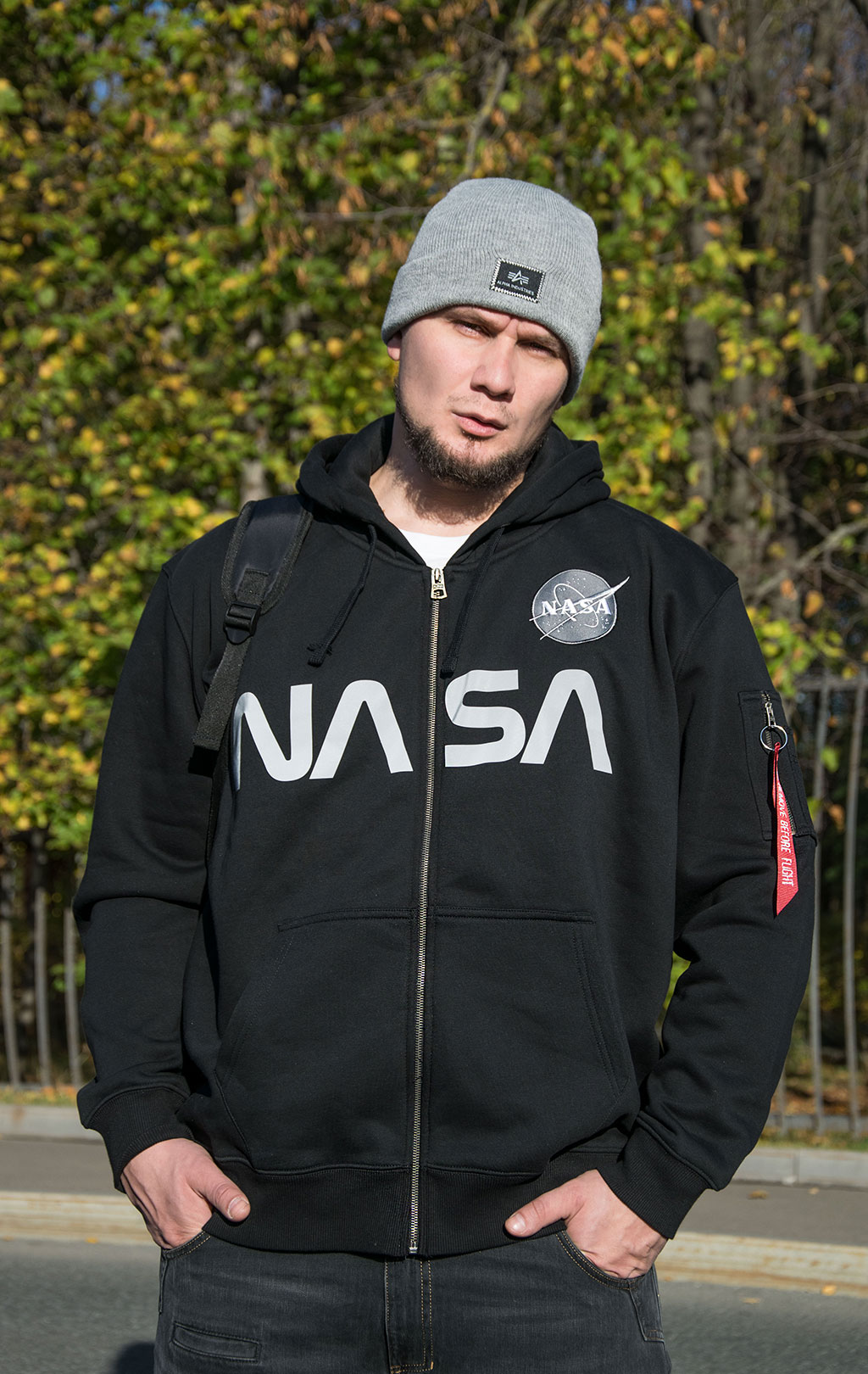 Толстовка ALPHA INDUSTRIES NASA ZIP HOODY black 