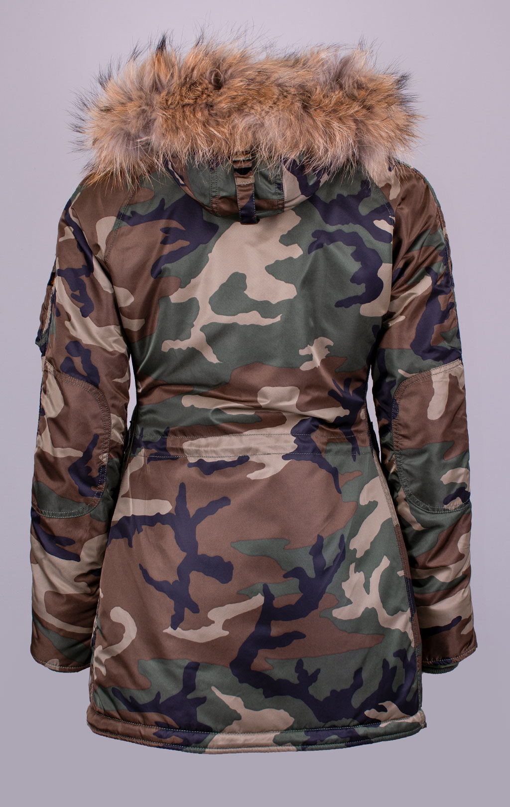 Женская аляска ALPHA INDUSTRIES VF 59 N-3B натур. мех camo woodland 65 