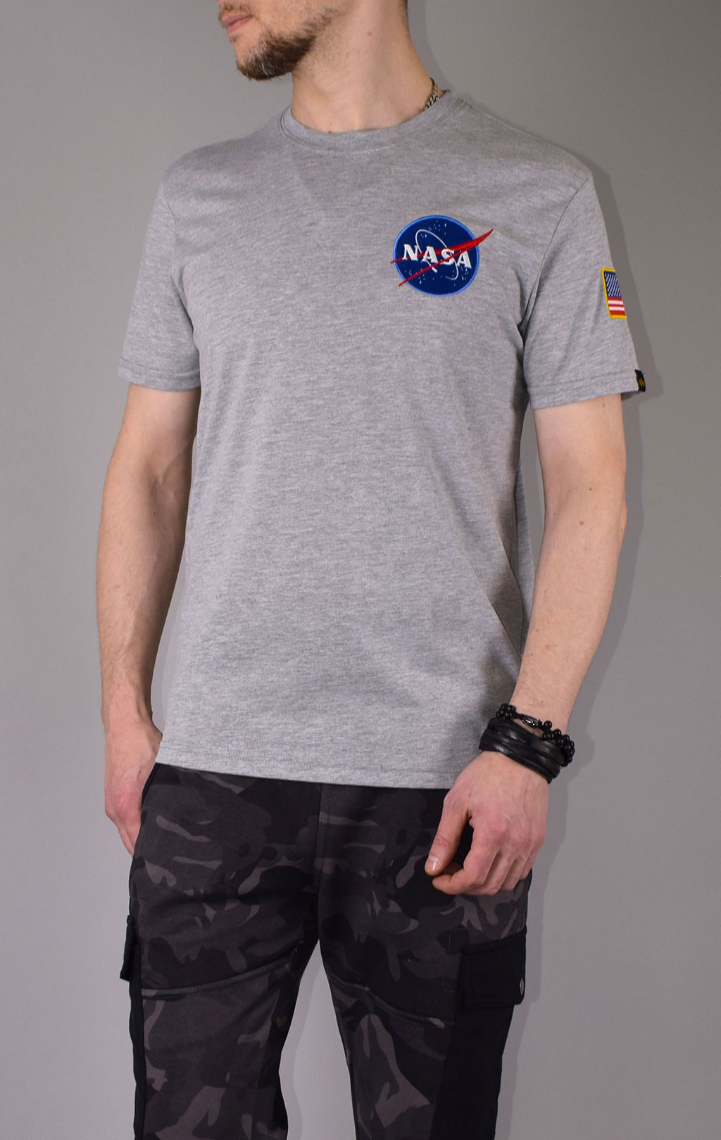 Футболка ALPHA INDUSTRIES NASA SPACE SHUTTLE T grey heather 