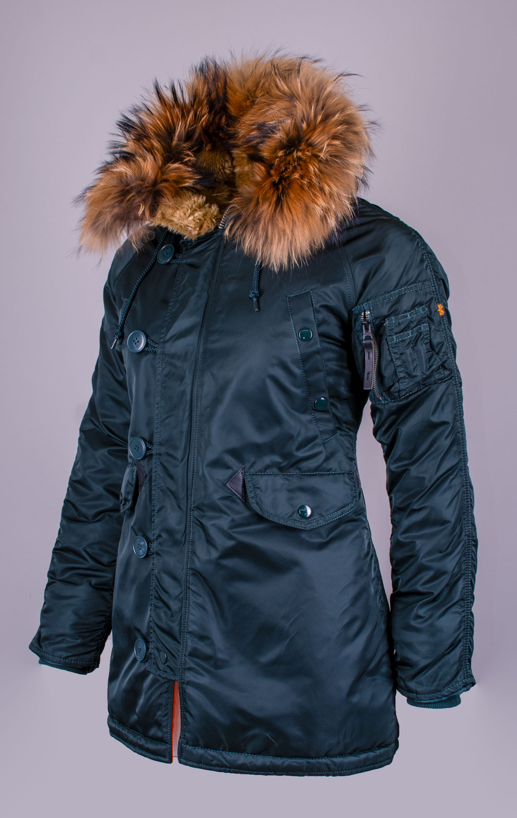 Женская аляска ALPHA INDUSTRIES VF 59 N-3B натур. мех petrol dark 