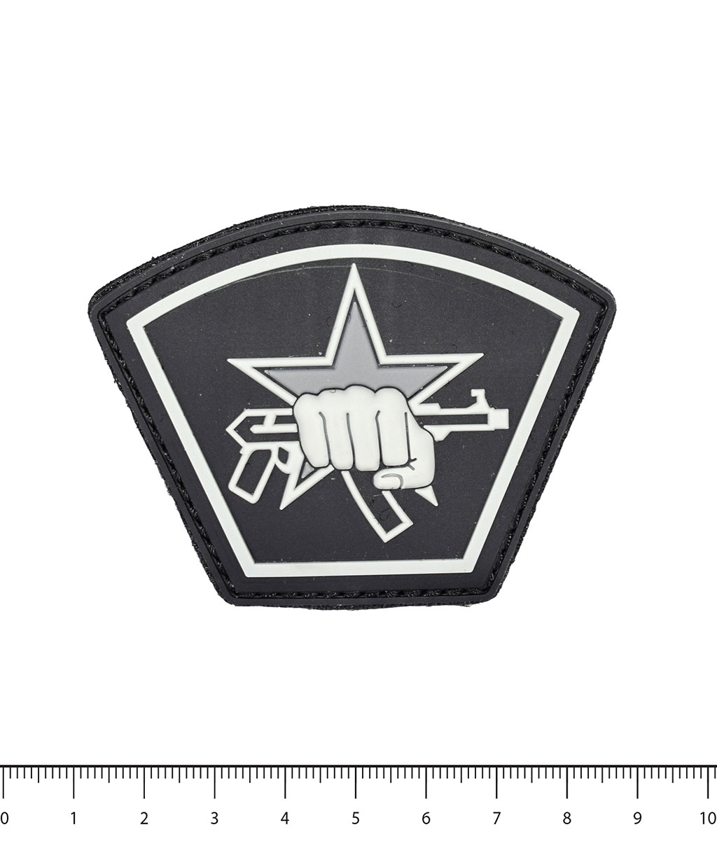 Нашивка ПВХ Fostex RUSSIAN STAR (кулак) на липучке black (5555) 