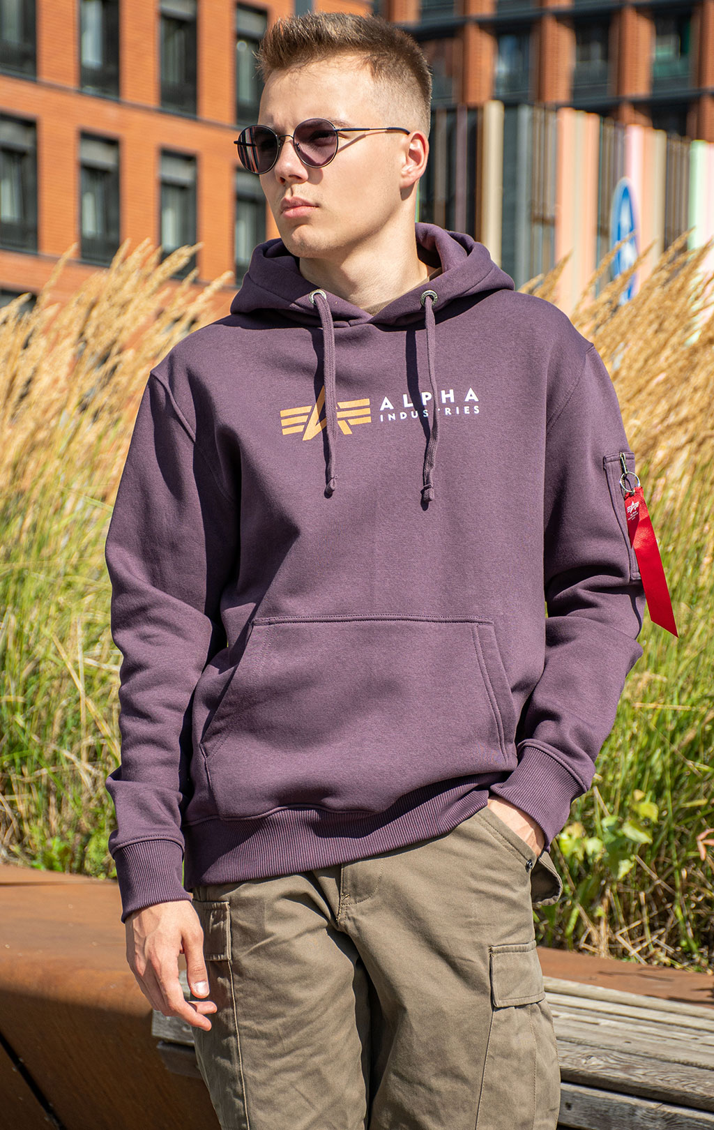 Толстовка ALPHA INDUSTRIES ALPHA LABEL HOODY plum 
