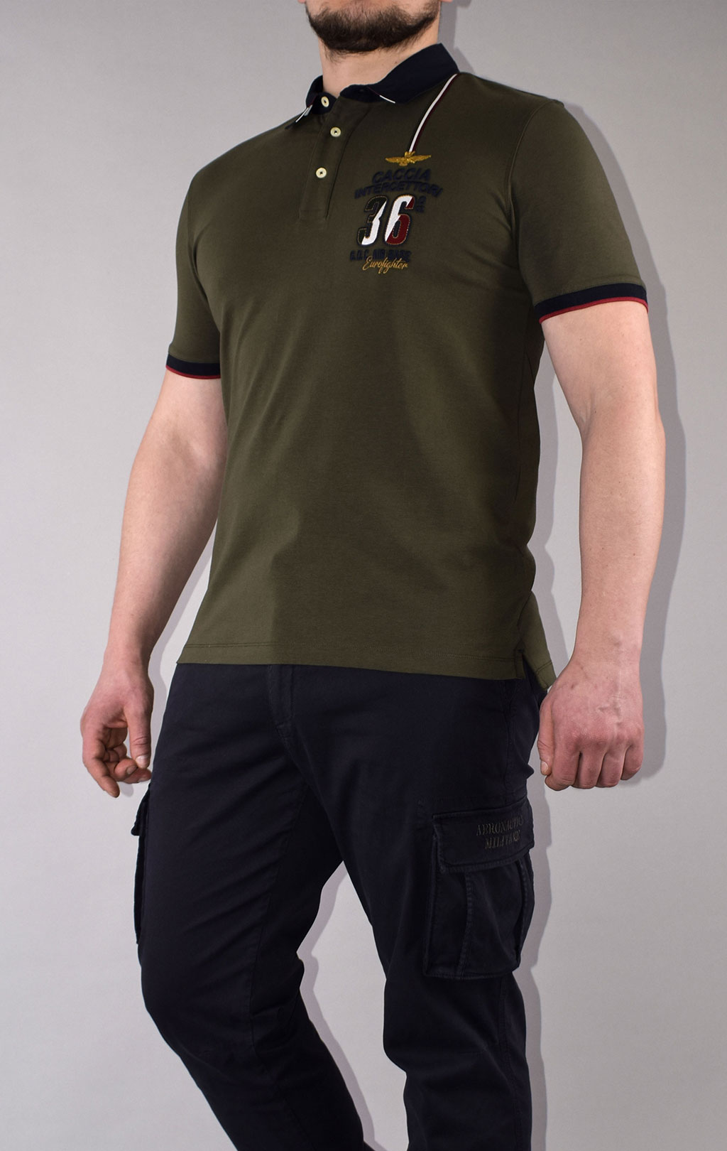 Футболка-поло AERONAUTICA MILITARE SS 21/TR verde scuro (PO 1558) 