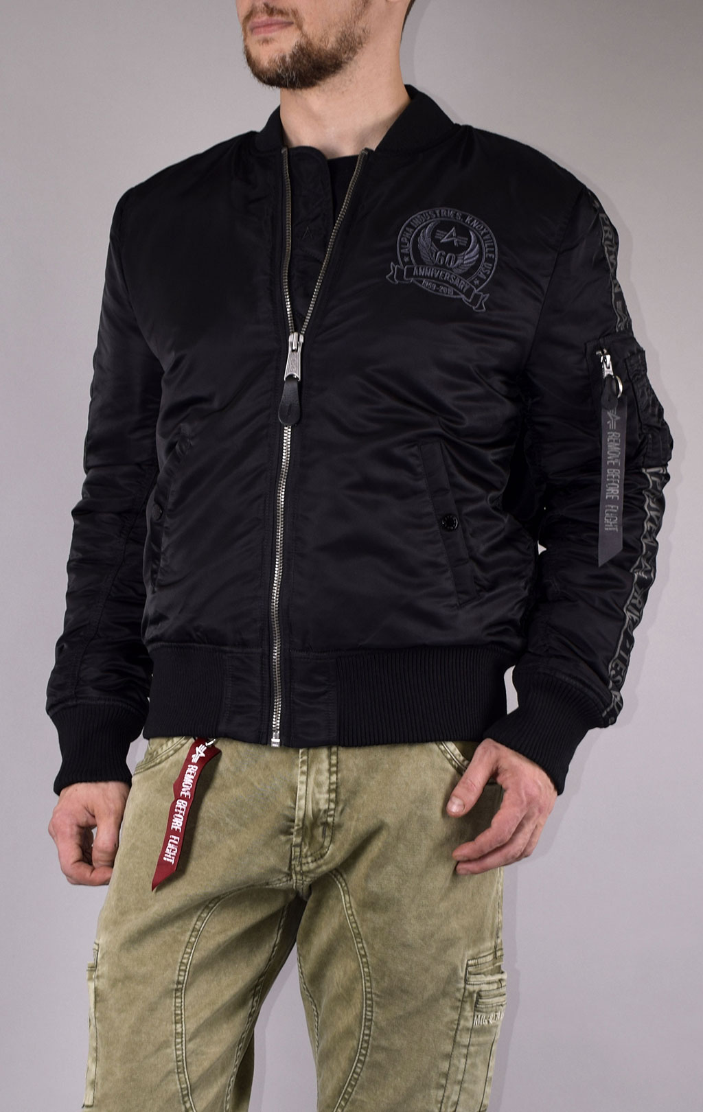 Бомбер ALPHA INDUSTRIES 60TH ANNIVERSARY MA-1 black 