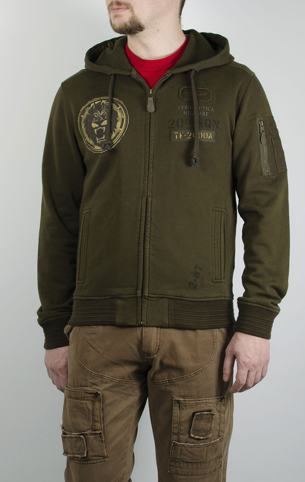 Толстовка с капюшоном AERONAUTICA MILITARE verde militare (FE 1209) 