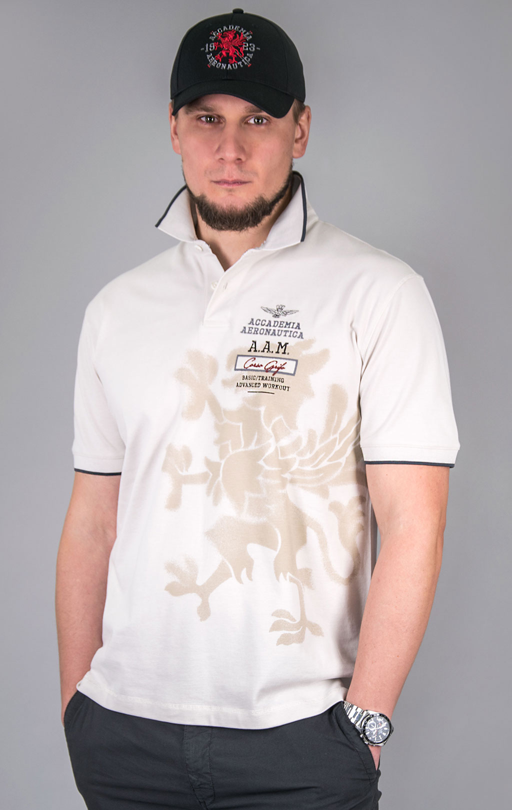 Футболка-поло AERONAUTICA MILITARE GRIFO PRINT SS 24/TR dark ice (PO 1753) 
