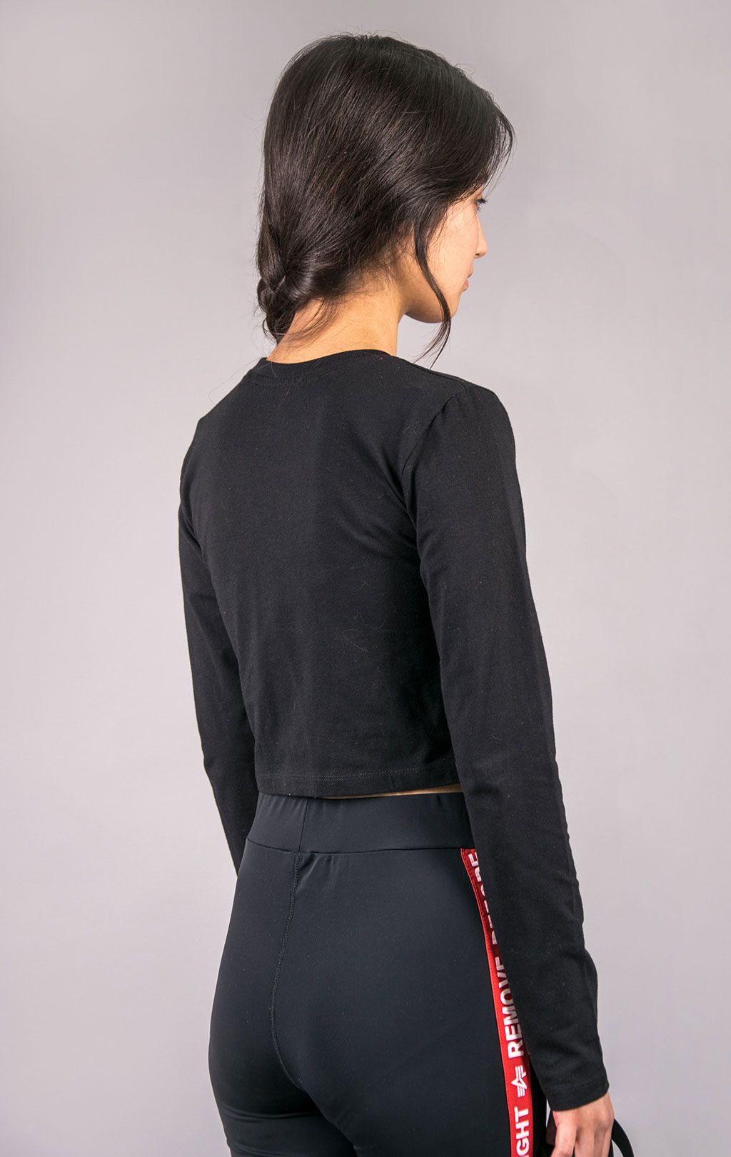 Женский лонгслив ALPHA INDUSTRIES BASIC CROPPED LS black 