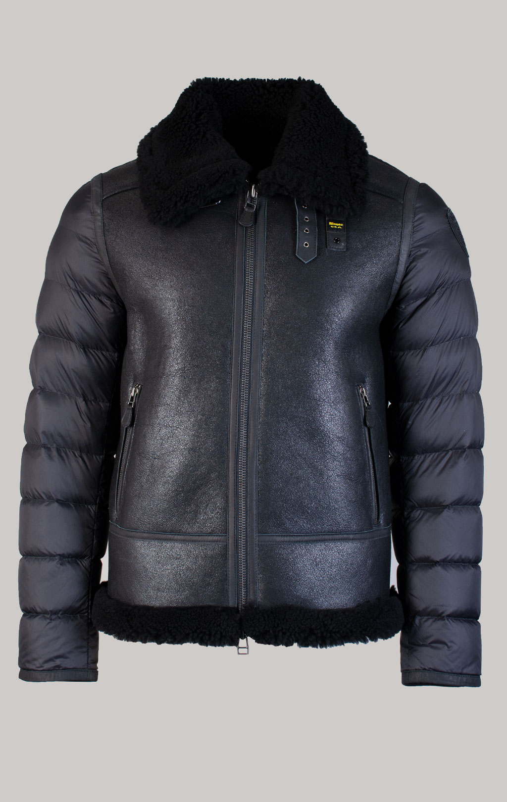Куртка-пилот пуховая BLAUER FENNER кожа FW 25/26 black (L01333) 