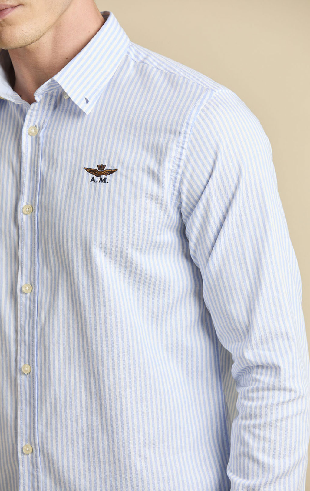 Рубашка AERONAUTICA MILITARE FW 26/27/AL stripes white/light blue (CA 1320) 