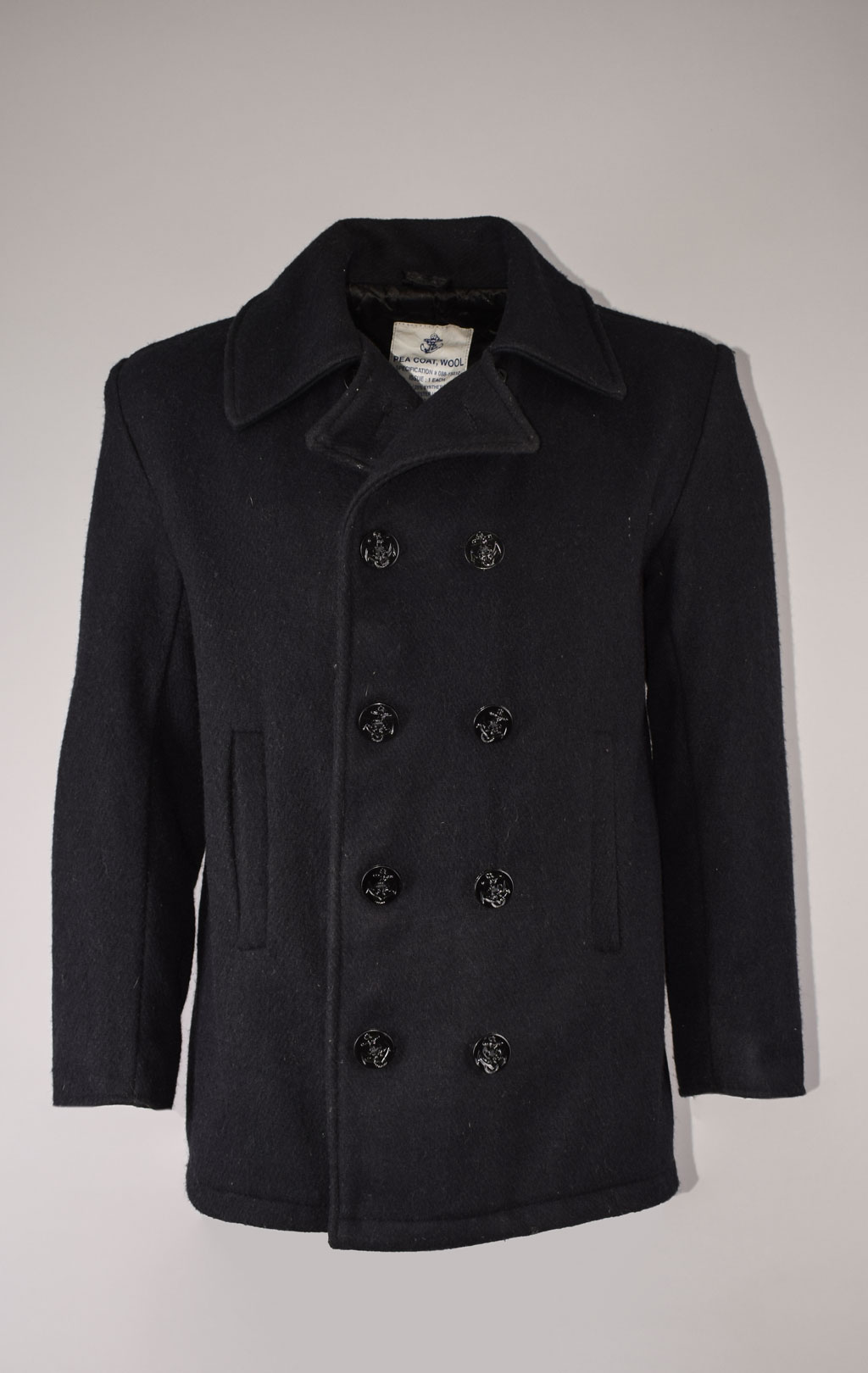 Бушлат морской Pea Coat PEACOAT шерсть75/нейлон25 black б/у Индия