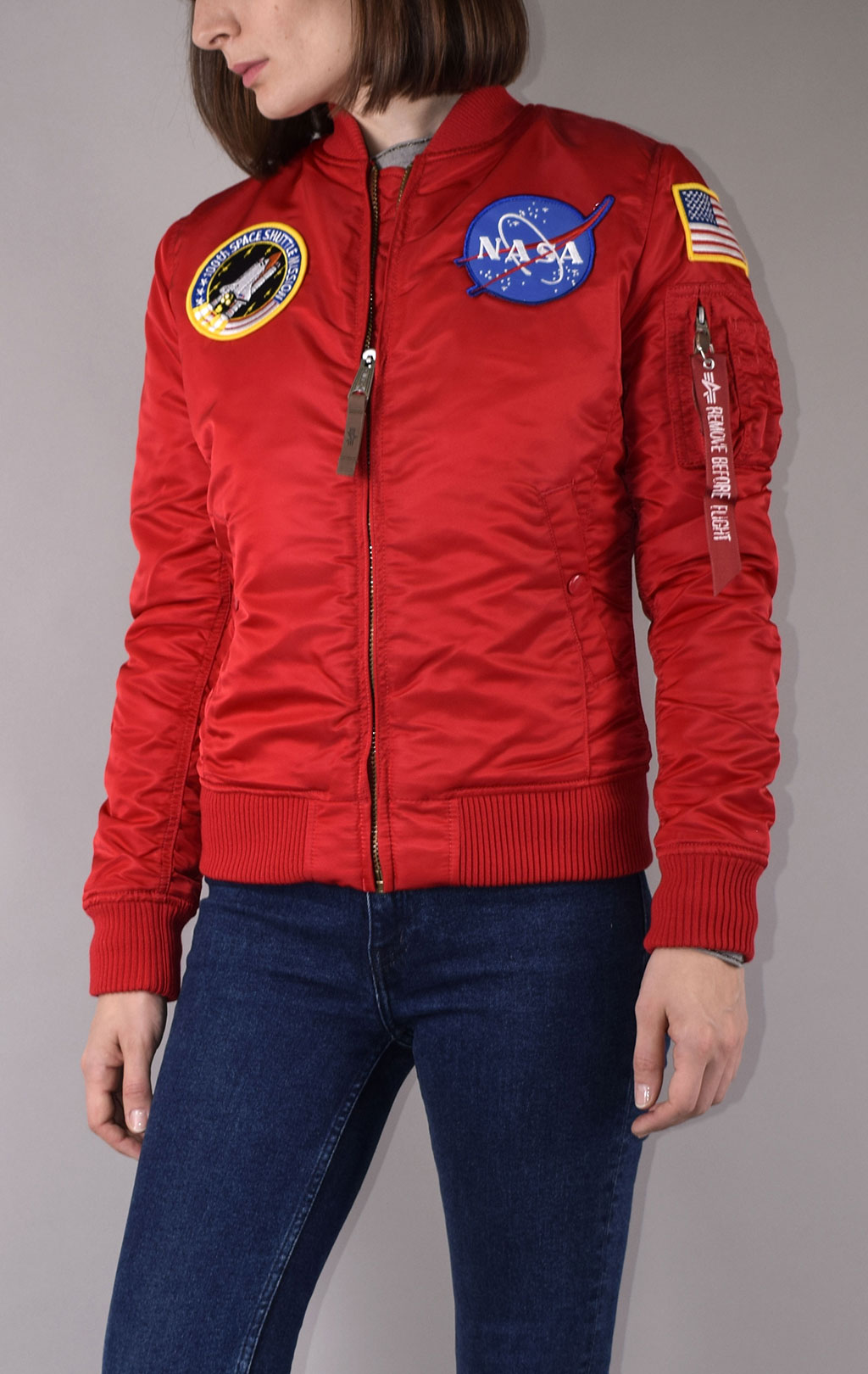 Женская куртка-бомбер лётная ALPHA INDUSTRIES VF NASA MA-1 speed red 