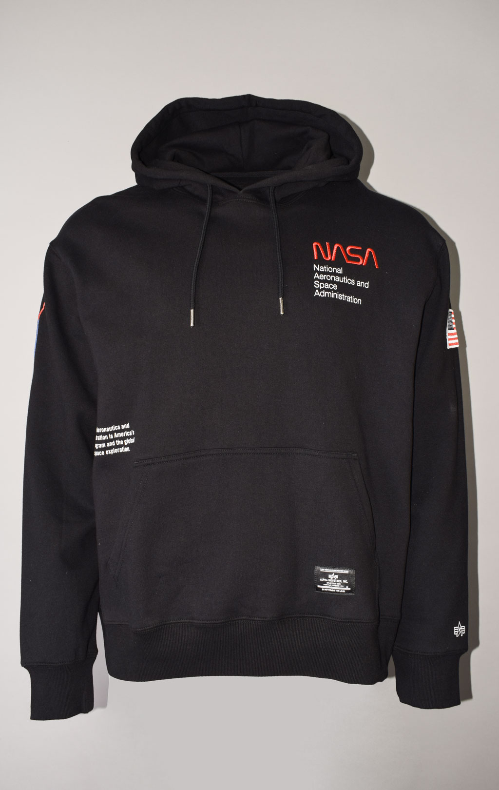 Толстовка ALPHA INDUSTRIES NASA WORM LOGO HOODIE SS 23 black 