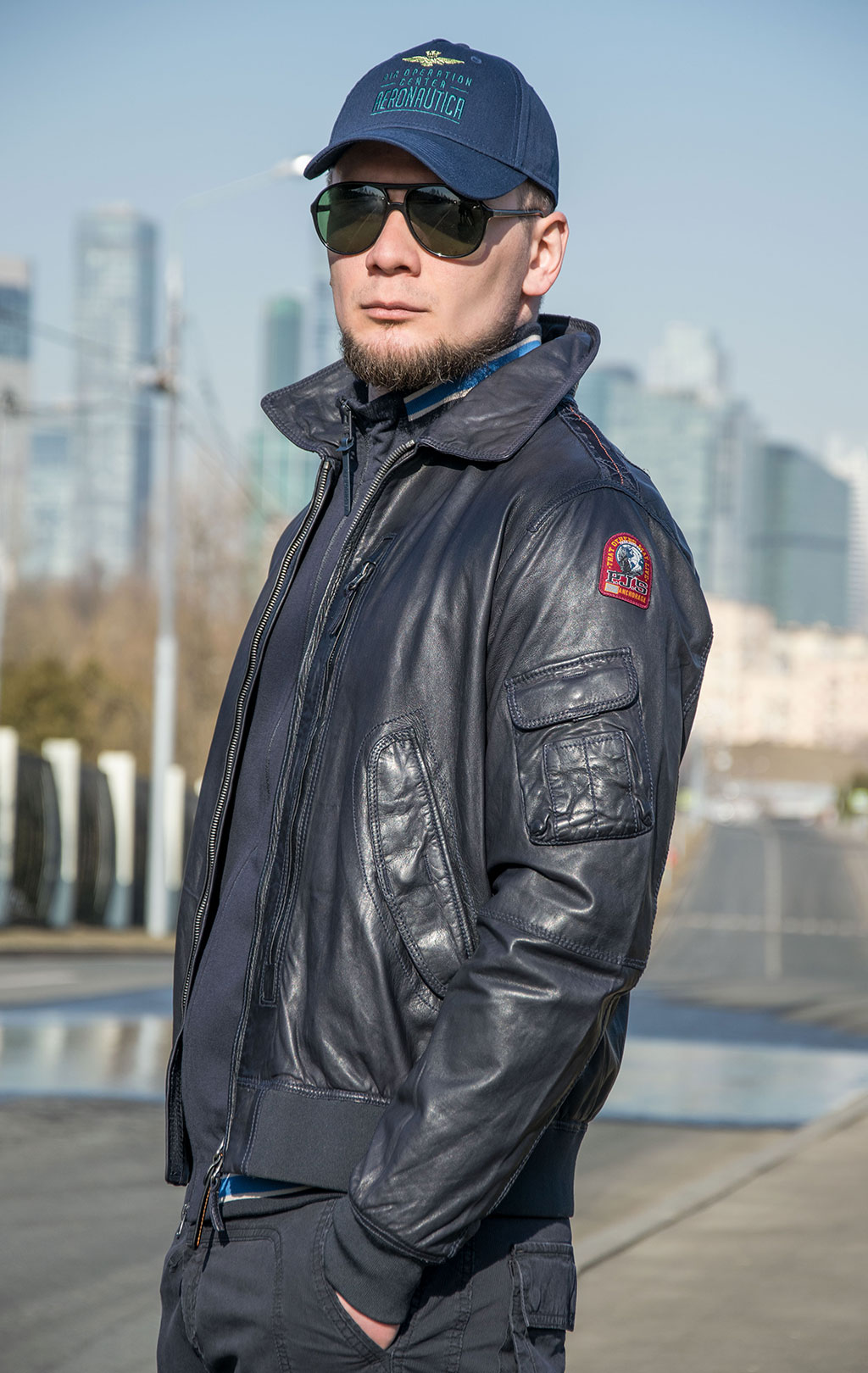 Ветровка PARAJUMPERS BRIGADIER LEATHER кожа SS 22 navy 