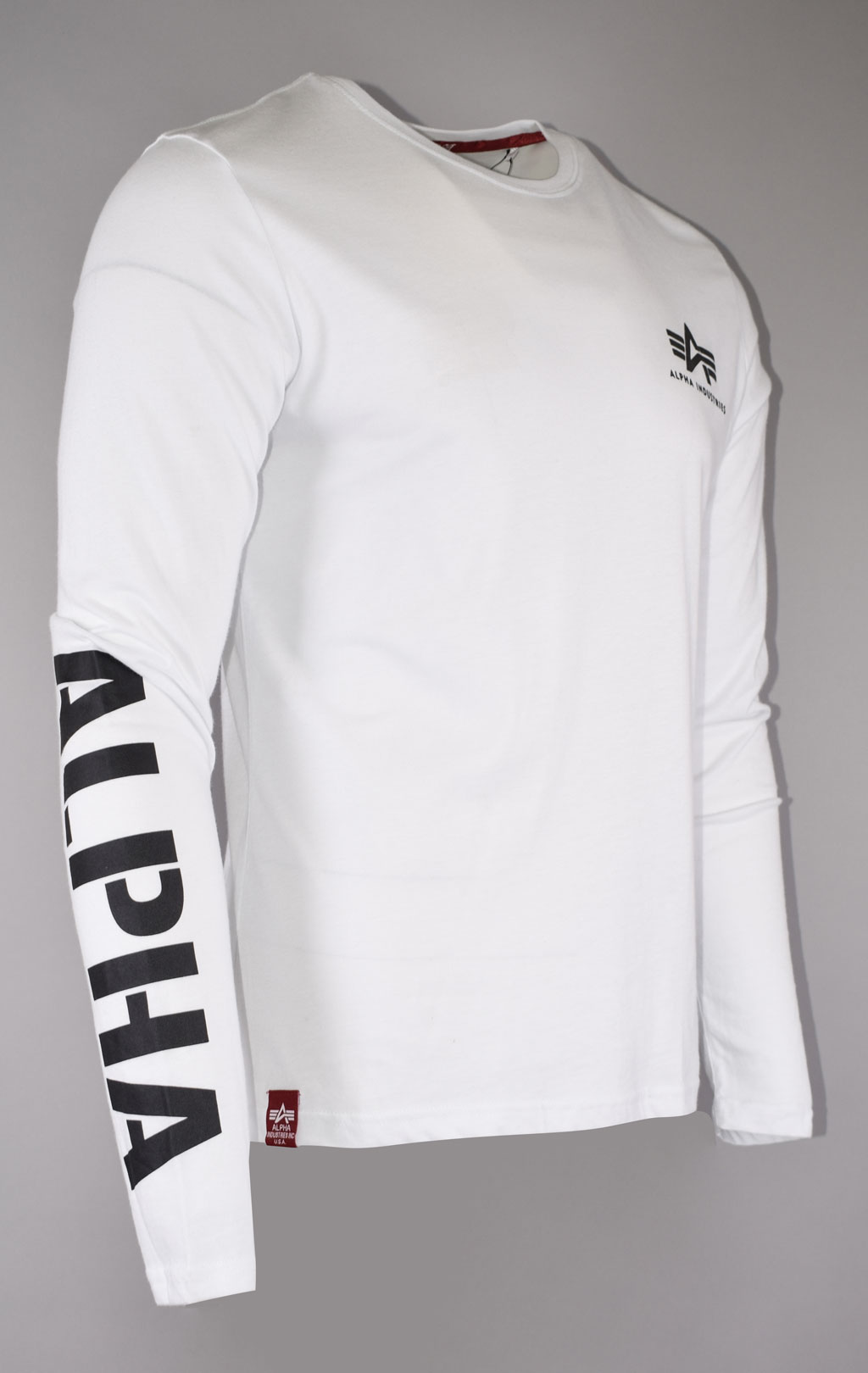 Лонгслив ALPHA INDUSTRIES SLEEVE PRINT HEAVY LS white 