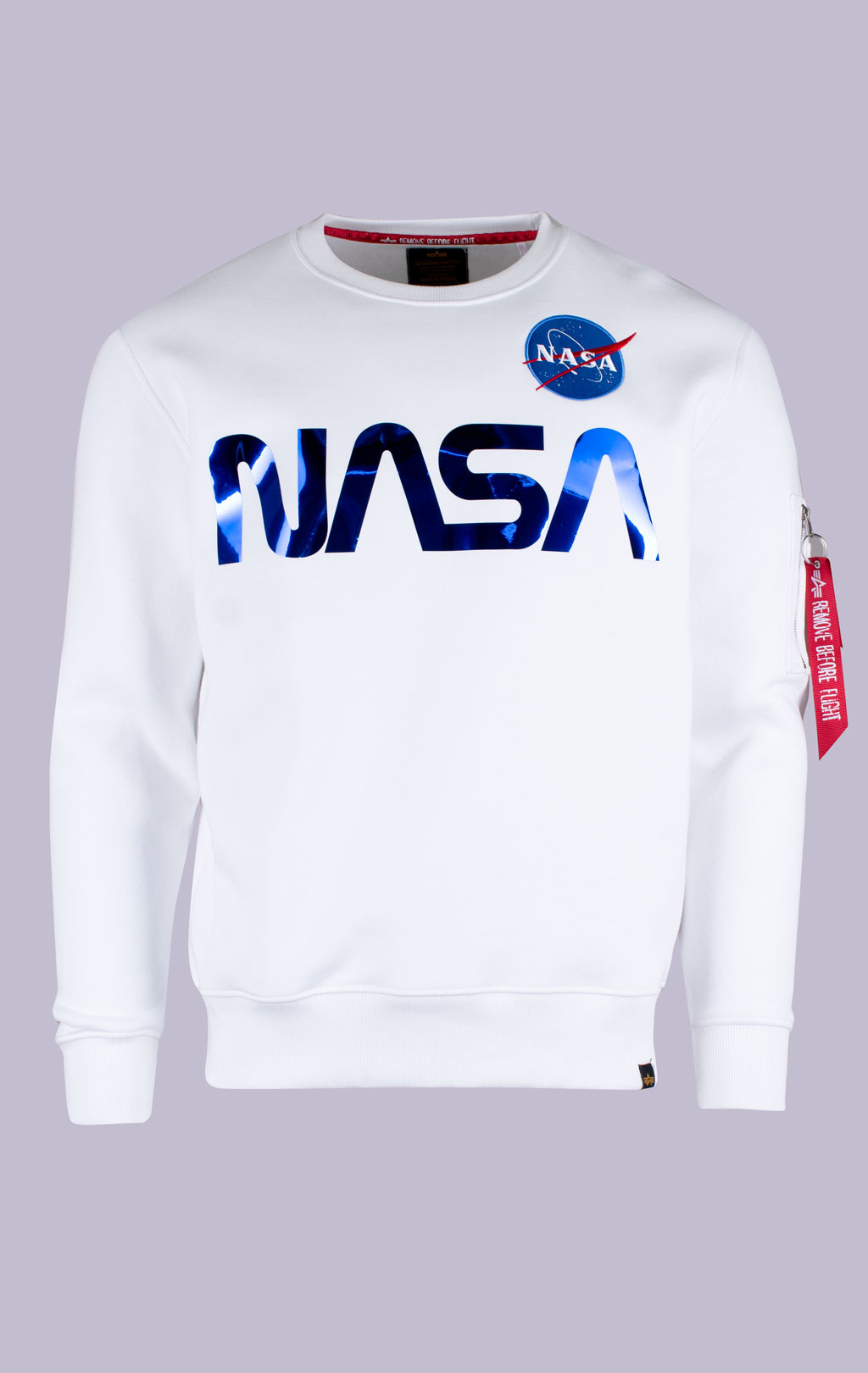 Свитшот ALPHA INDUSTRIES NASA reflective white/blue 