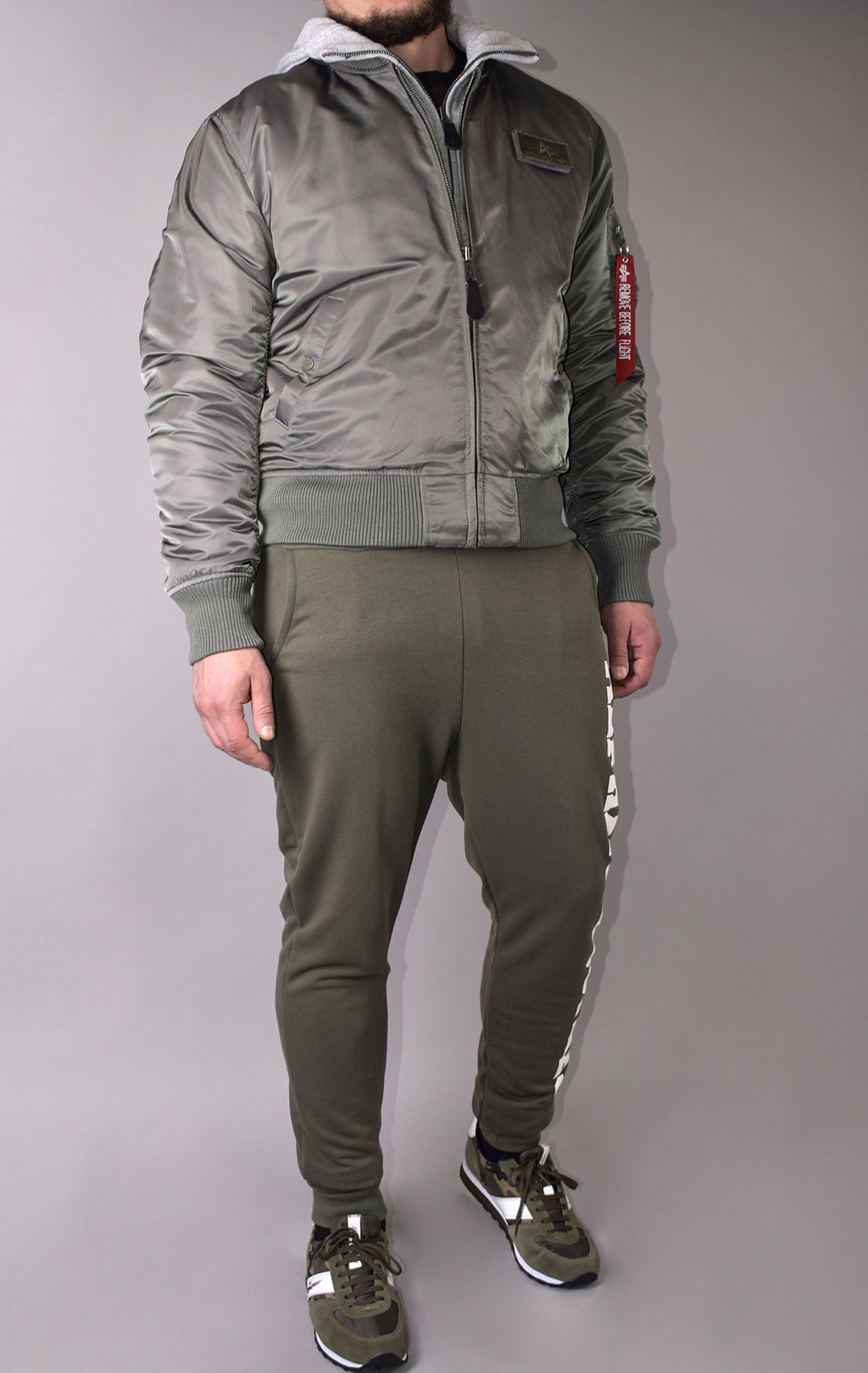 Куртка-бомбер лётная ALPHA INDUSTRIES D-Tec big size MA-1 vintage green 