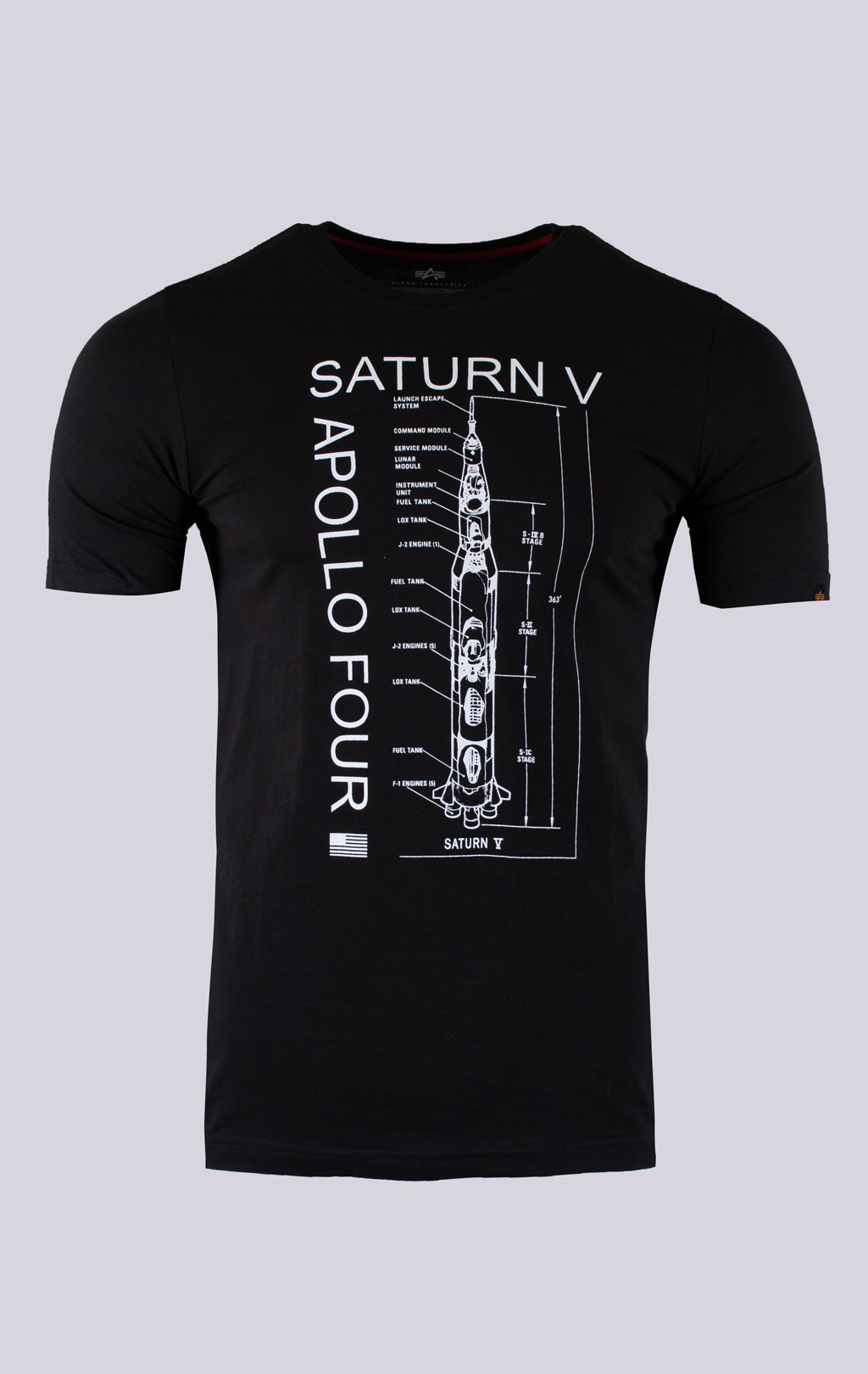 Футболка ALPHA INDUSTRIES NASA APOLLO FOUR TEE плотная black 