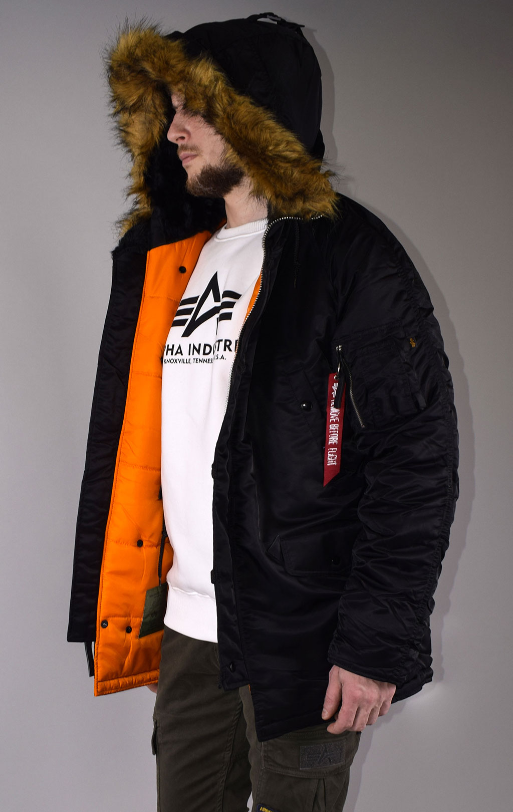 Аляска ALPHA INDUSTRIES SLIM FIT GEN-I big size N-3B black/orange 