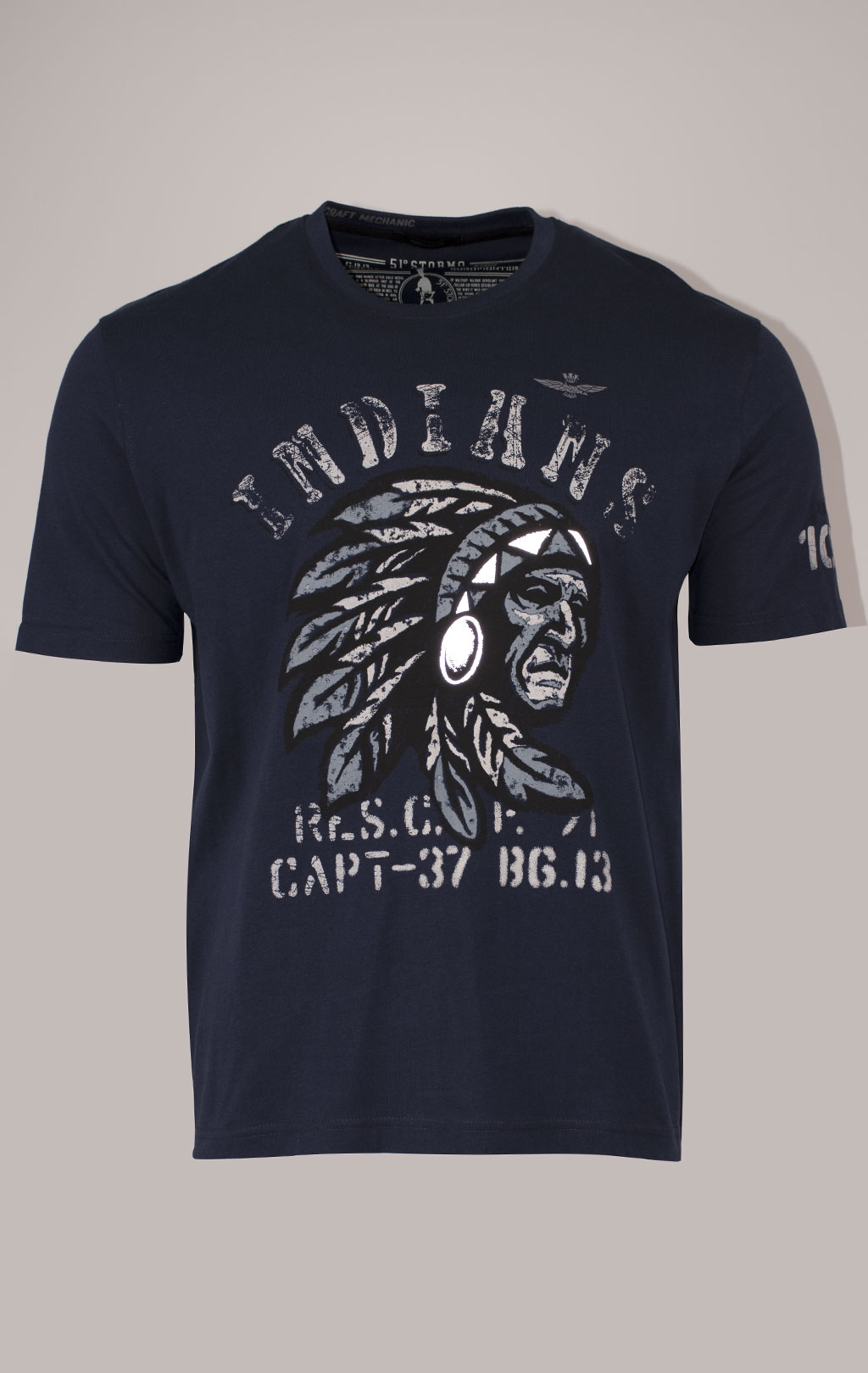 Футболка AERONAUTICA MILITARE INDIAN PRINT SS 24/BD blue navy (TS 2214) 
