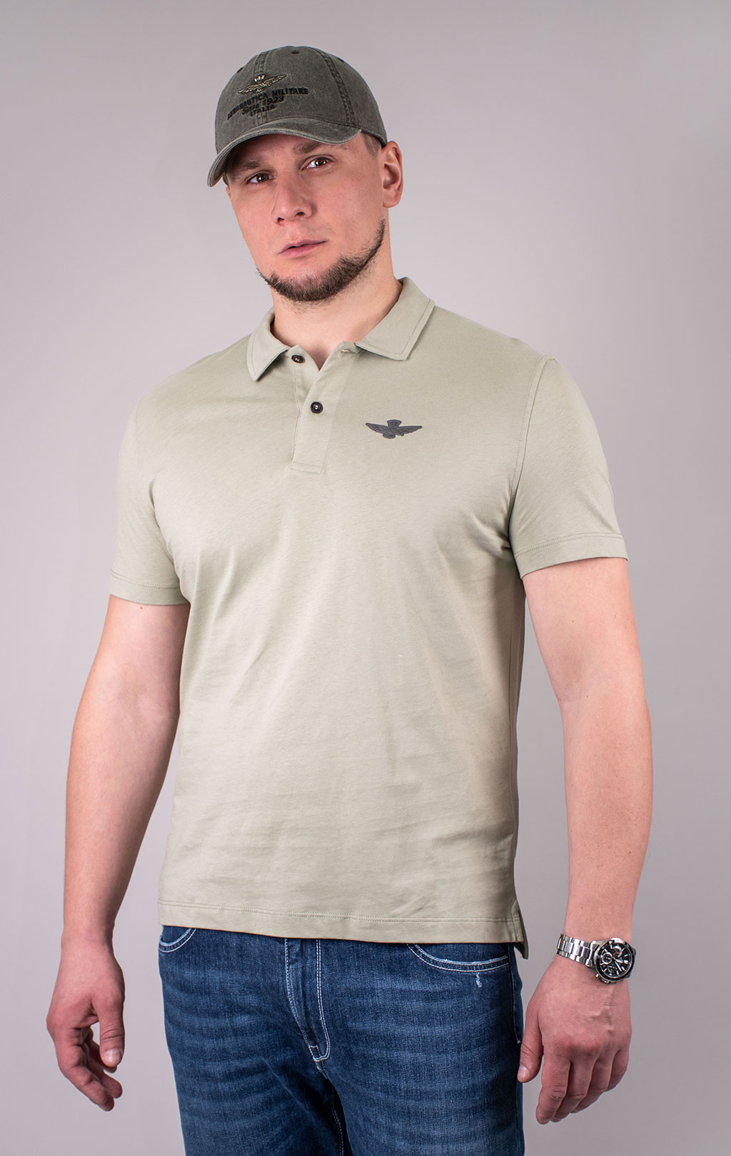 Футболка-поло AERONAUTICA MILITARE SS 24 m/IT sage green (PO 1780) 