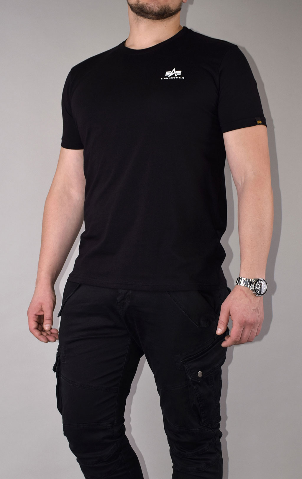 Футболка ALPHA INDUSTRIES BASIC T SMALL LOGO big size black 