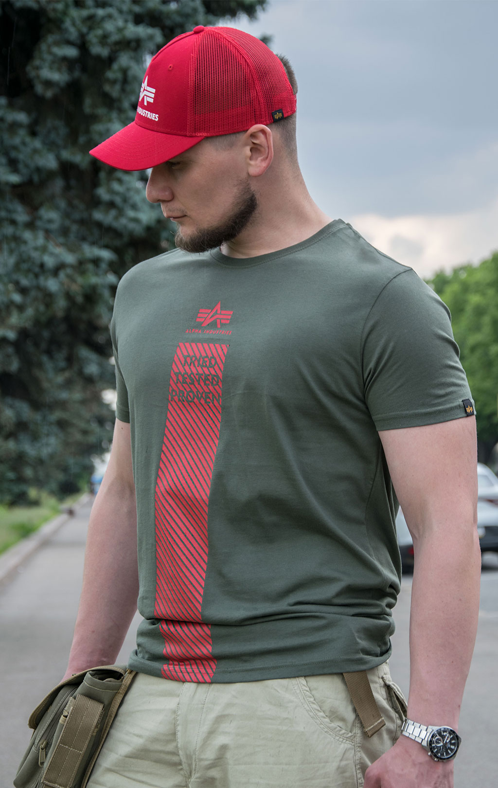 Футболка ALPHA INDUSTRIES SAFETY LINE T dark olive 