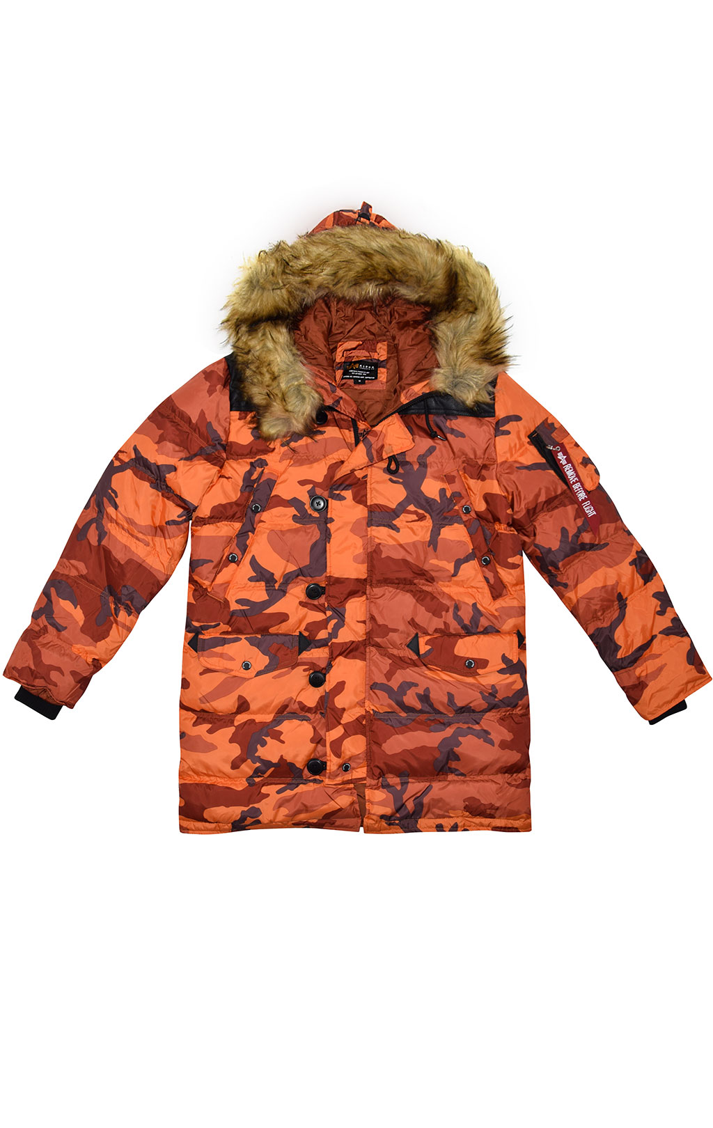 Аляска-пуховик ALPHA INDUSTRIES PUFFER N-3B orange camo 