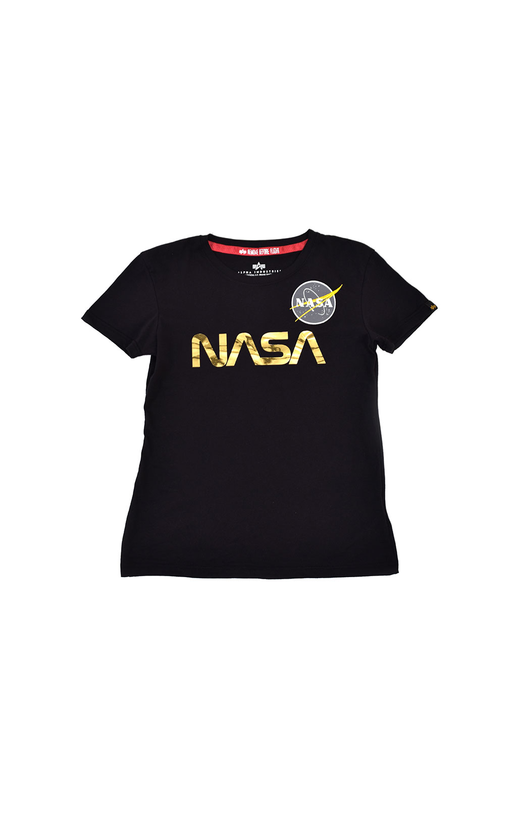 Женская футболка ALPHA INDUSTRIES NASA PM T black/gold 