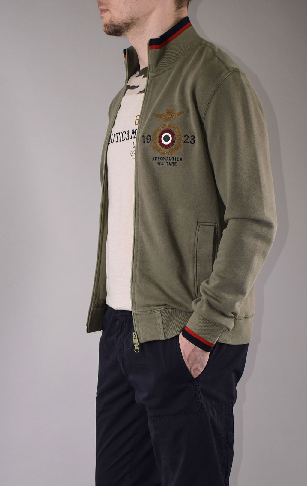 Олимпийка AERONAUTICA MILITARE SS 20/IN verde militare (FE 1488) 