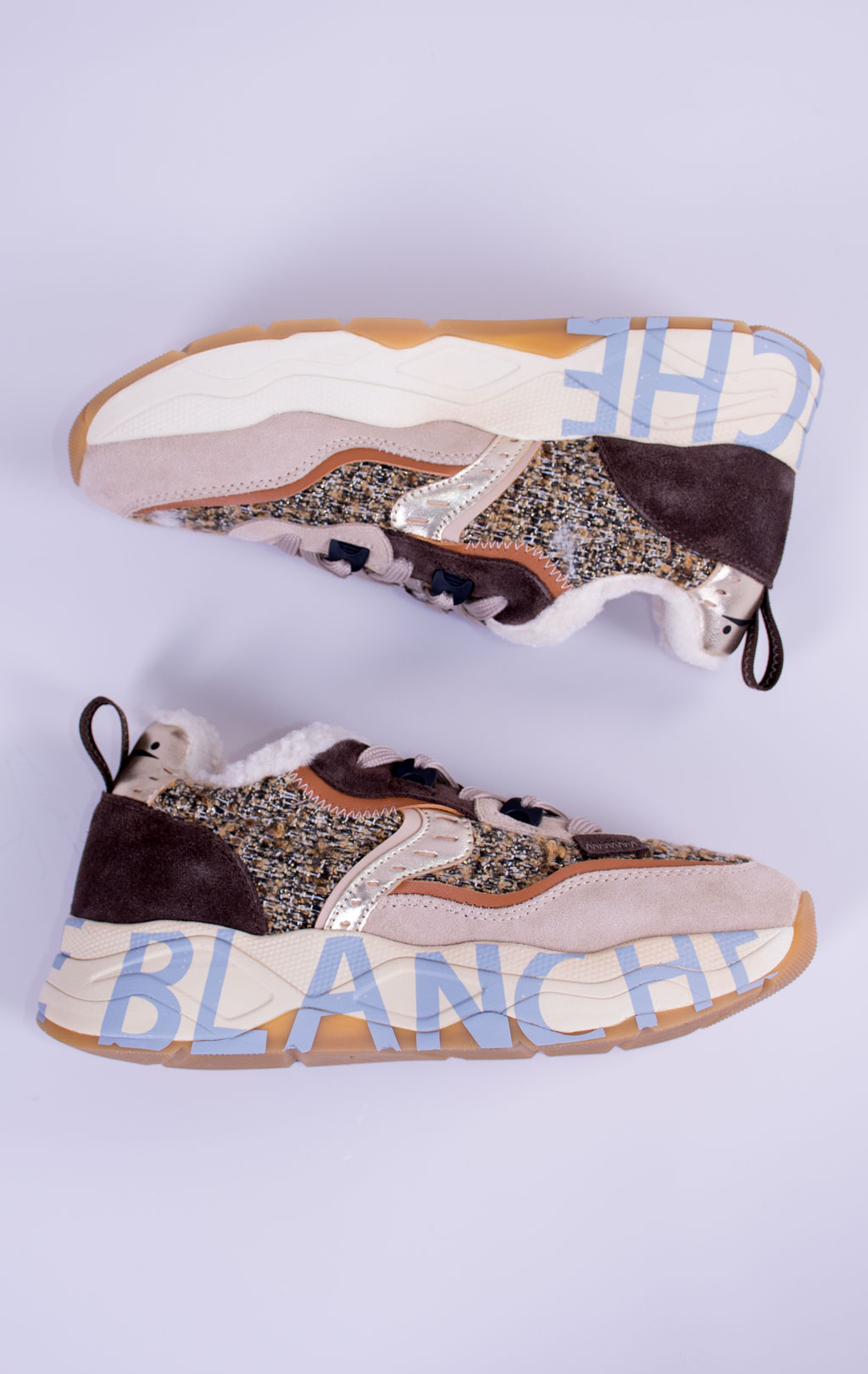 Женские кроссовки VOILE BLANCHE CLUB105 FUR мех FW 26/27 light beige/dark brown 2019460 