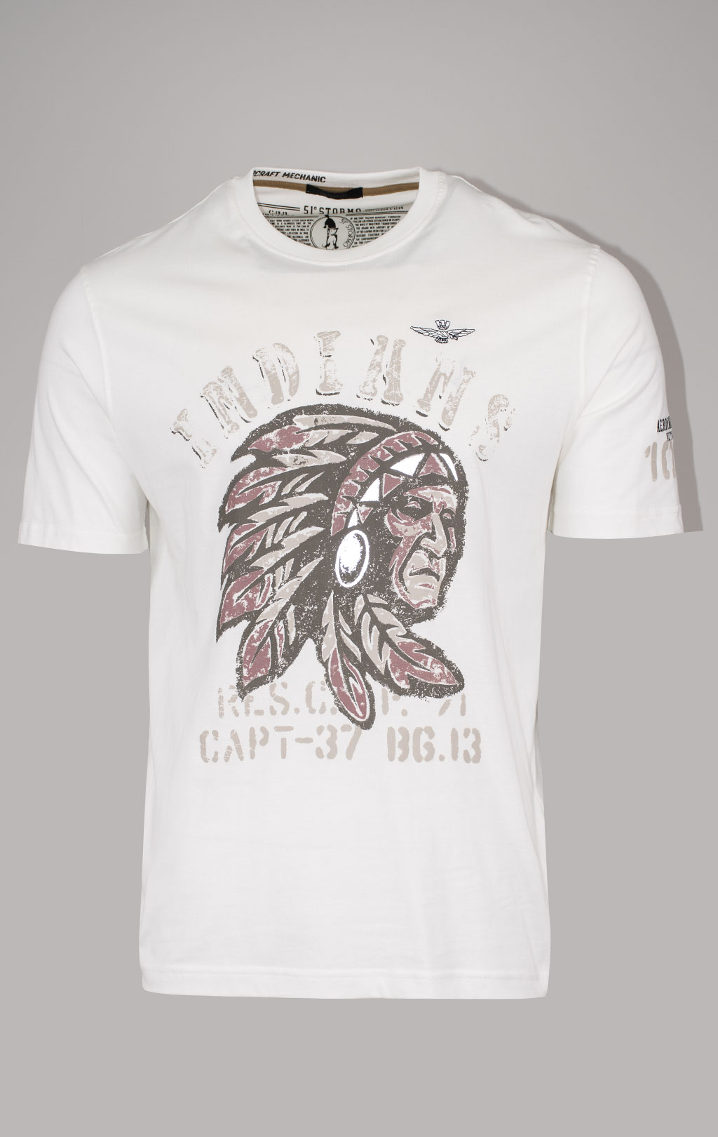 Футболка AERONAUTICA MILITARE INDIAN PRINT SS 24/BD off white (TS 2214) 