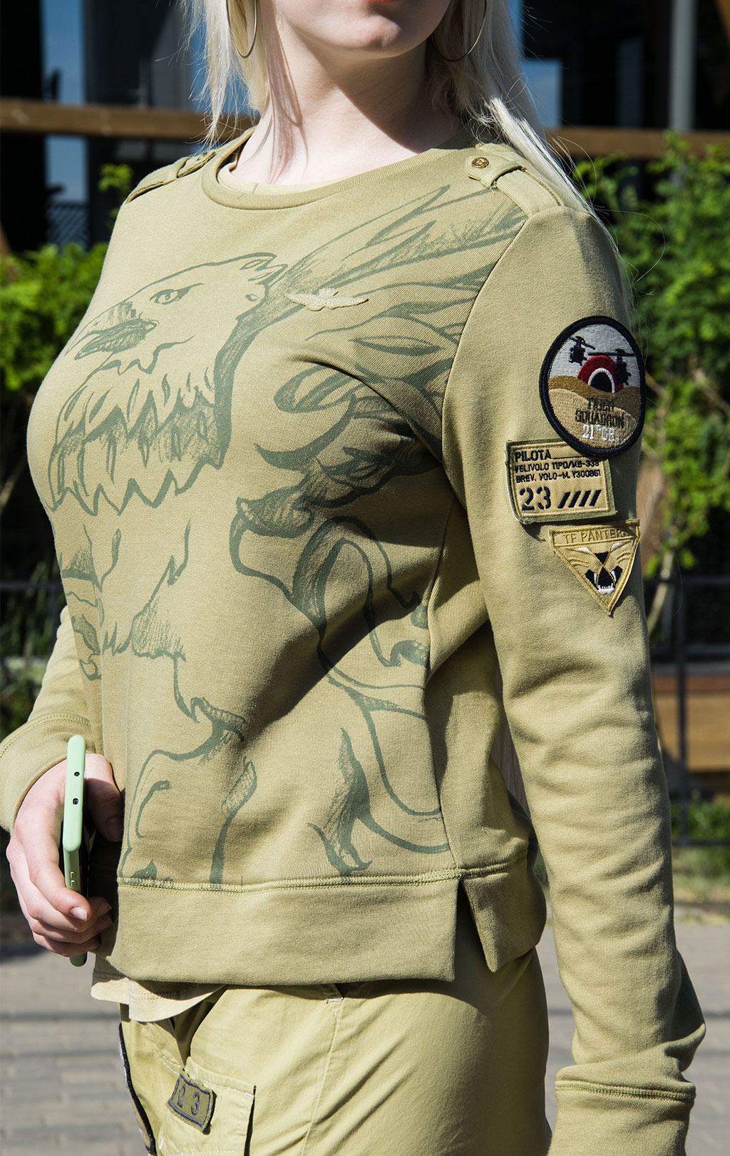 Женский свитшот AERONAUTICA MILITARE SS 22/IN khaki (FE 1685) 