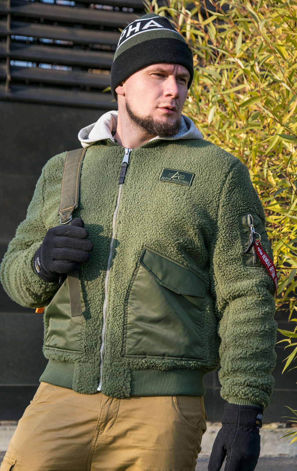 Куртка летная ALPHA INDUSTRIES ZIP HOODY TEDDY CWU sage green 