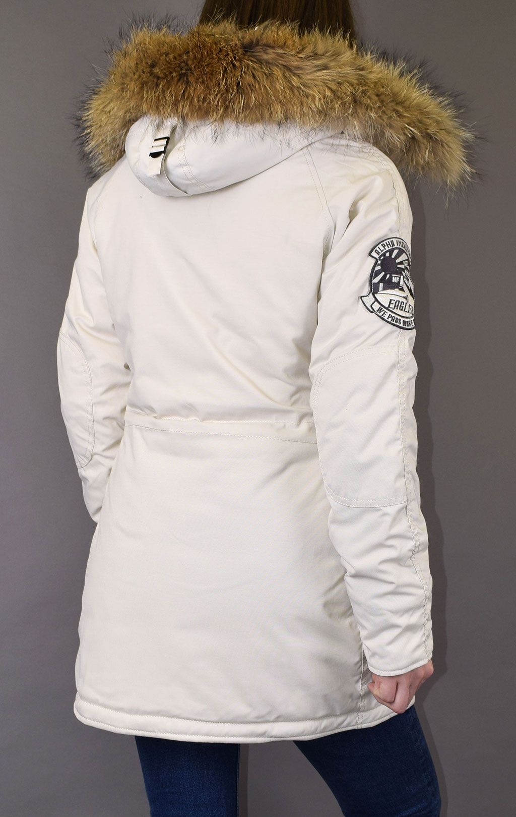 Женская аляска ALPHA INDUSTRIES EXPLORER натур. мех white off 