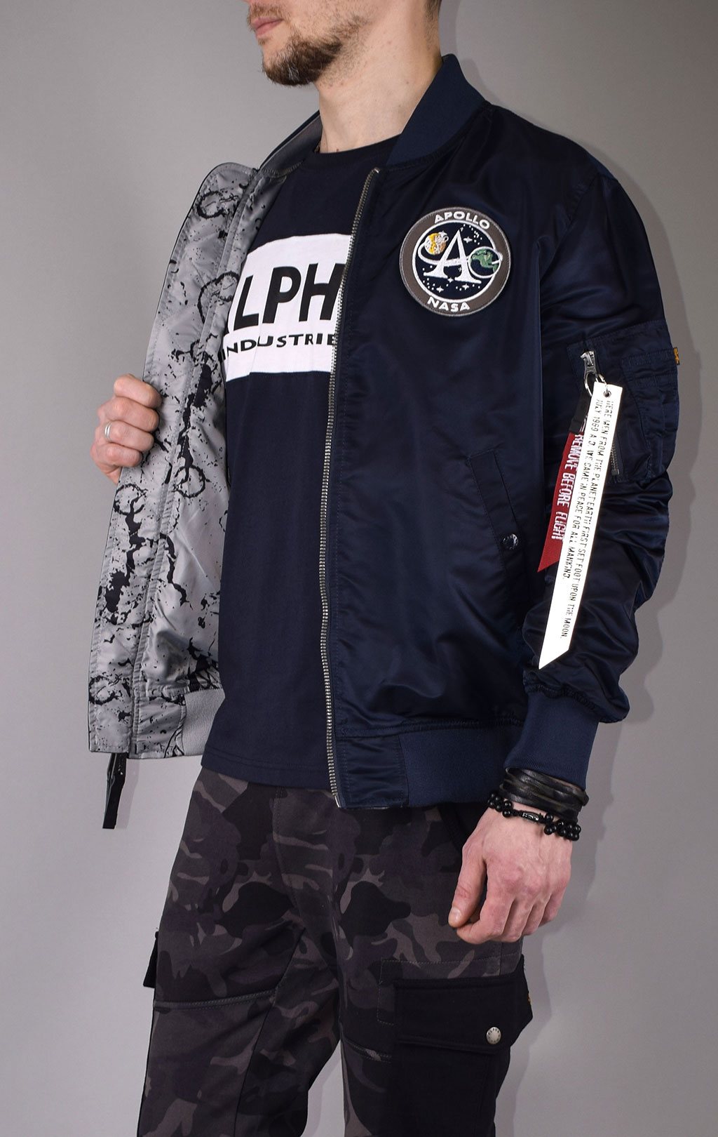 Ветровка-бомбер ALPHA INDUSTRIES MOON LANDING REVERSIBLE MA-1 rep. blue 