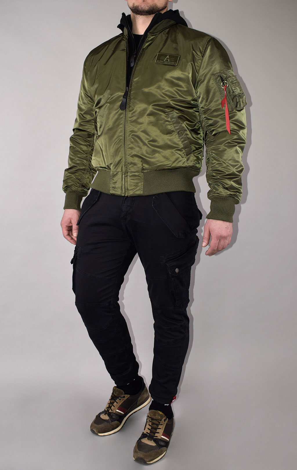 Куртка-бомбер лётная ALPHA INDUSTRIES D-Tec MA-1 dark green/black 